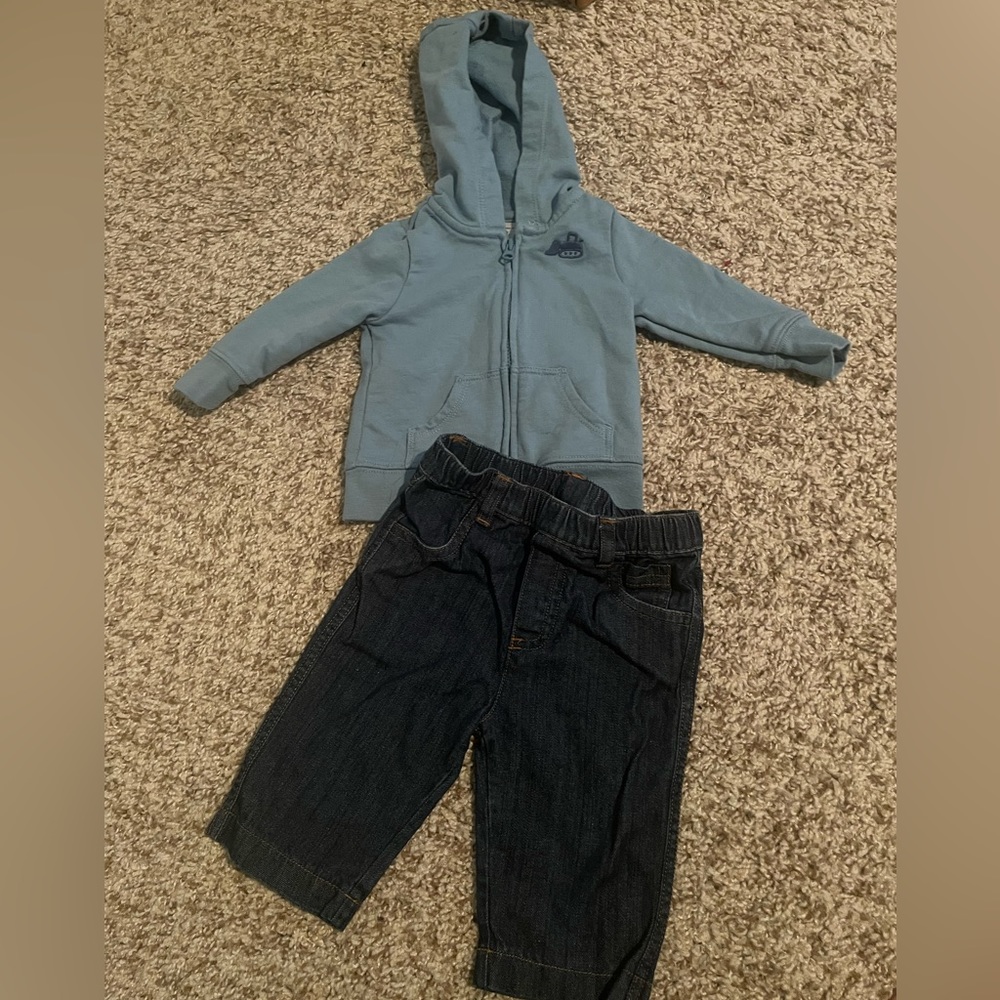 Baby hoodie and jeans outfit